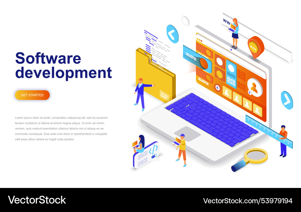 Software development modern flat design isometric Vector Image