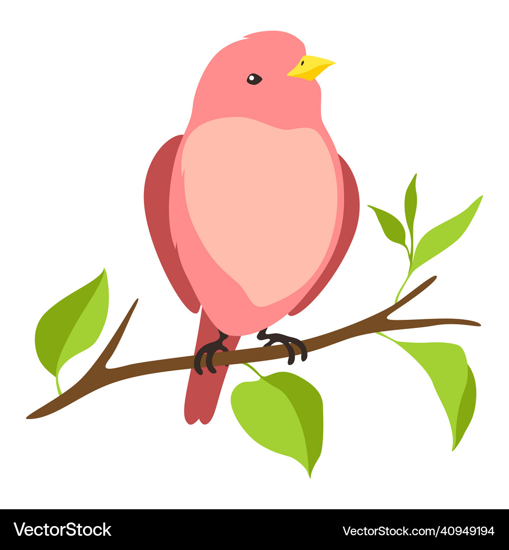 Stylized bird sitting on branch – Royalty-Free Vector | VectorStock, image size:1000x1080