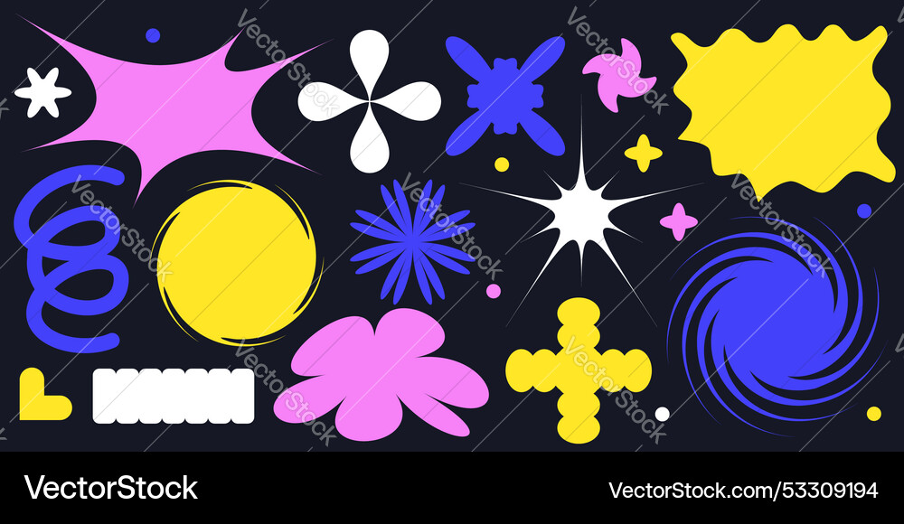 Y2k neo brutalist shape element set abstract Y2k neo brutalist shape element set abstract vector image