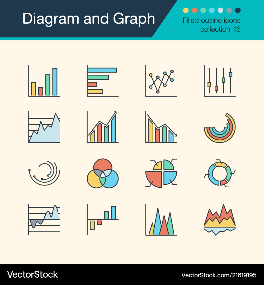 Data & Graph Icons - Filled Outline Vector Image