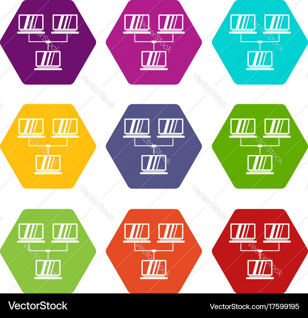 Exchange of data between computers icon set color Vector Image
