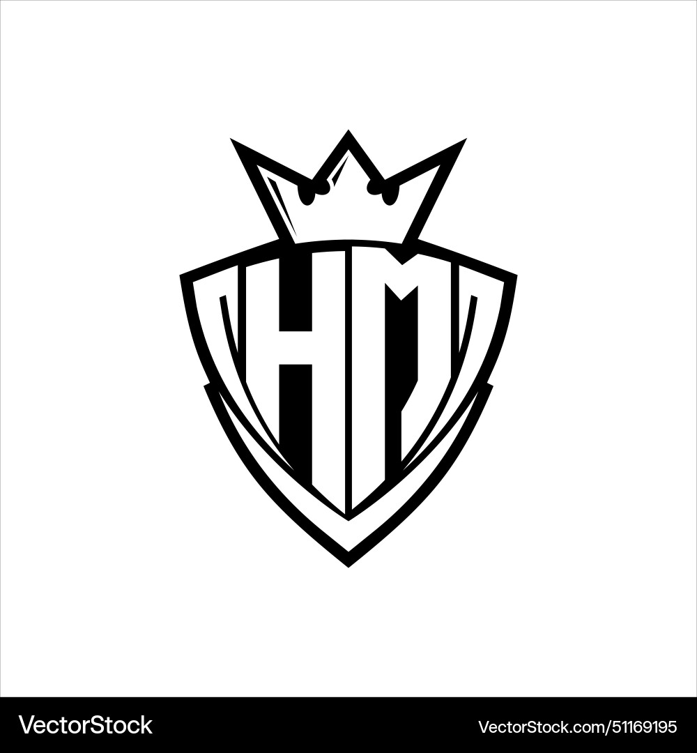 Hm letter logo with sharp triangle shield shape Vector Image