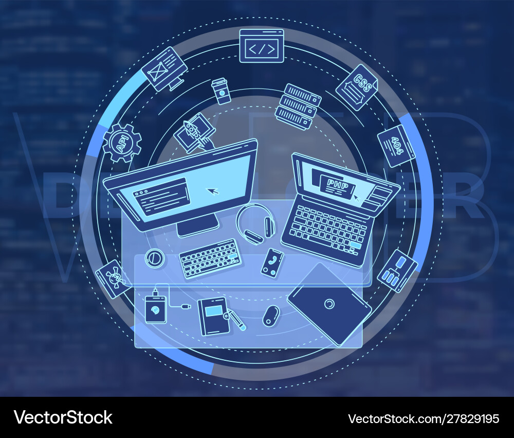 On topic web development Vector Image