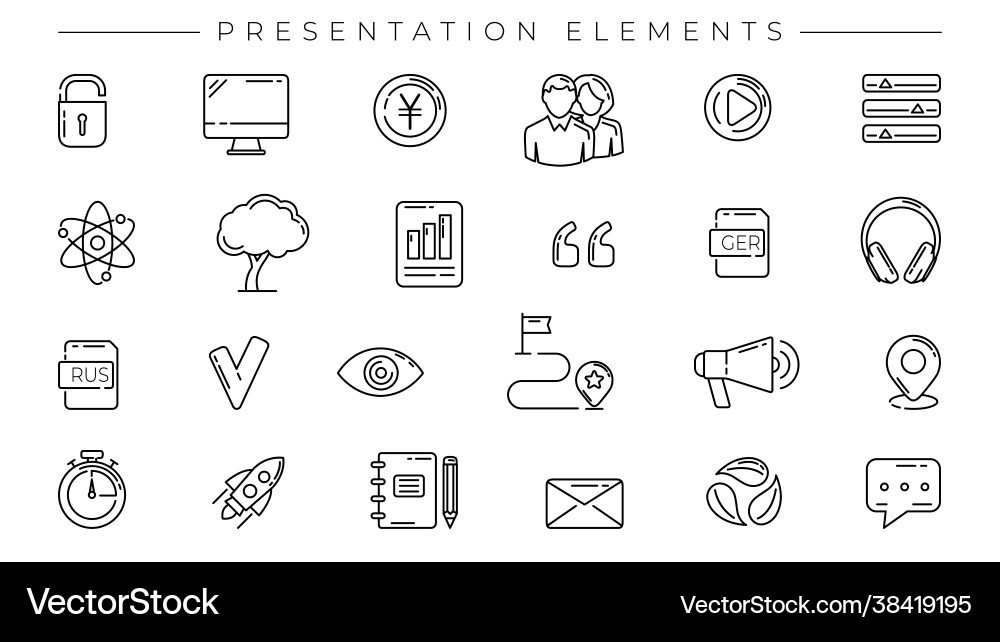 Presentation elements concept line style vector image