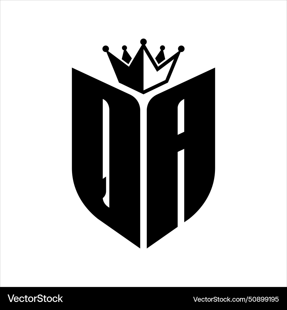 Qa letter monogram with shield shape crown Qa letter monogram with shield shape crown Vector Image