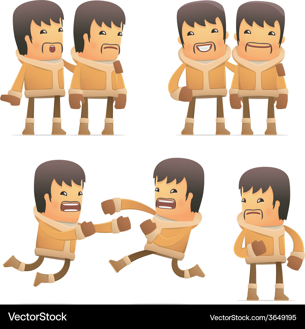 Set of eskimo character in different poses Vector Image