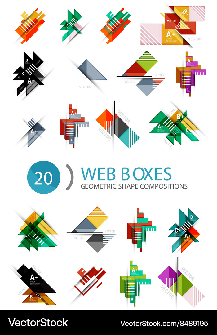 Set of web internet boxes with buttons and sample Vector Image