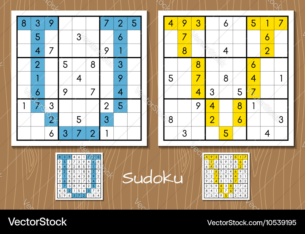 Sudoku set with answers u v letters Vector Image