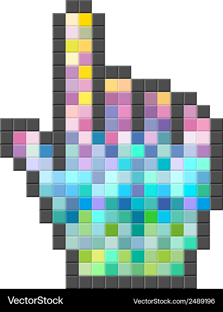 Colorful pixelated computer cursor vector image