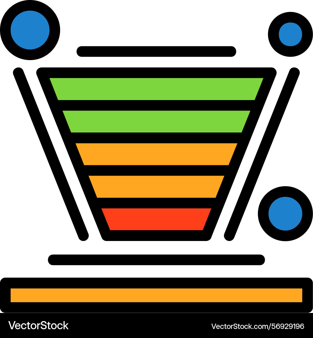 Funnel chart line filled style icon design Vector Image