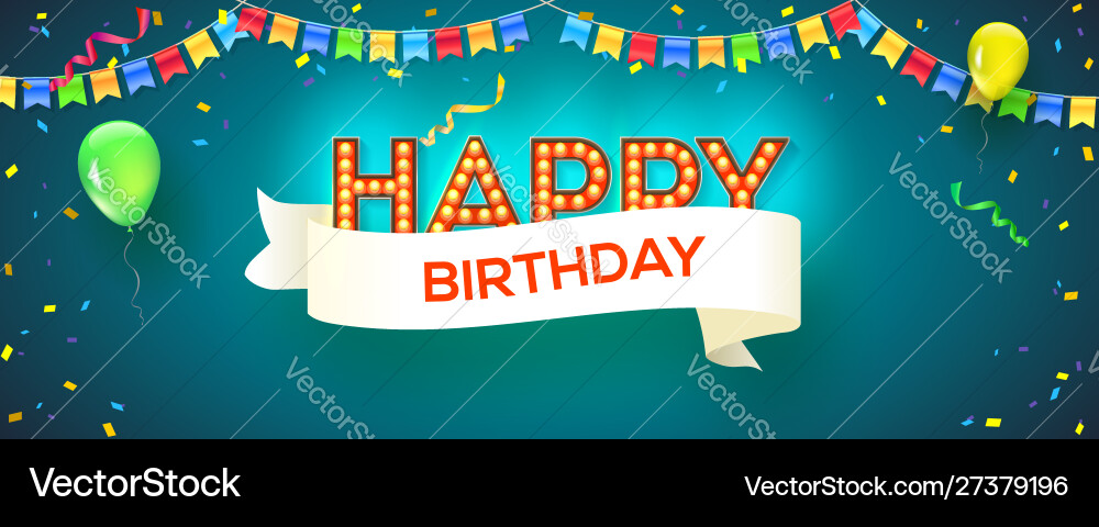 Happy Birthday Card Retro Schriften mit Glühen Happy Birthday Card Retro Schriften mit Glühen vektorbild