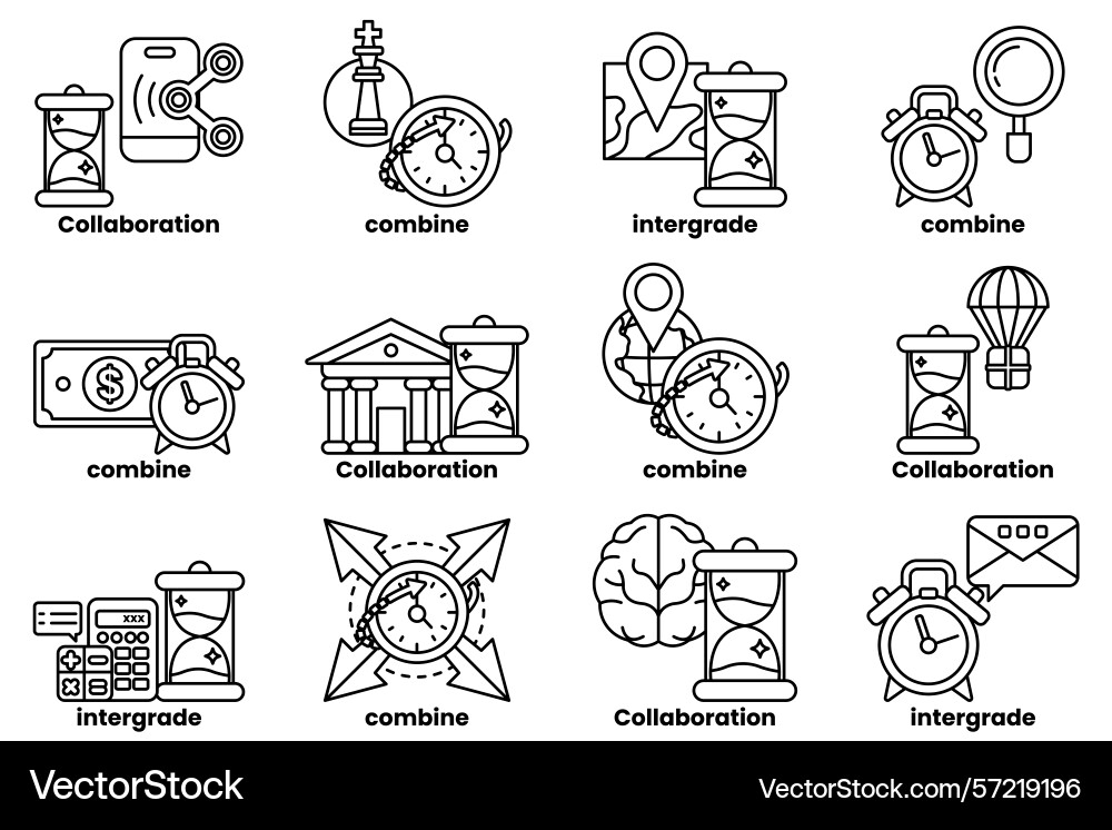 Image is a collection of different clock faces Image is a collection of different clock faces vector image