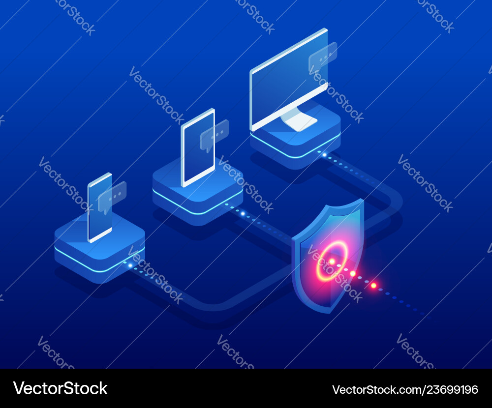 Isometric Network Security Concept Vector Image