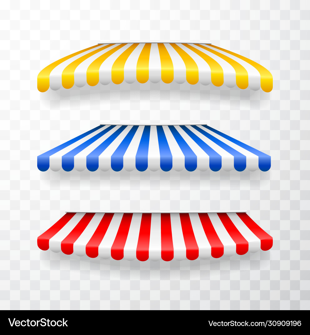 Realistische gestreifte Shop Sonnenschirmladen Marking Realistische gestreifte Shop Sonnenschirmladen Marking vektorbild
