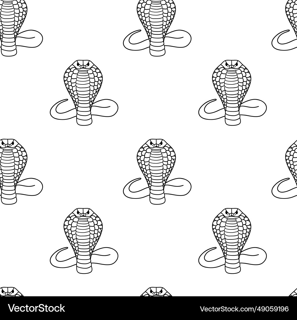 Seamless pattern with snake cobra monochrome vector image