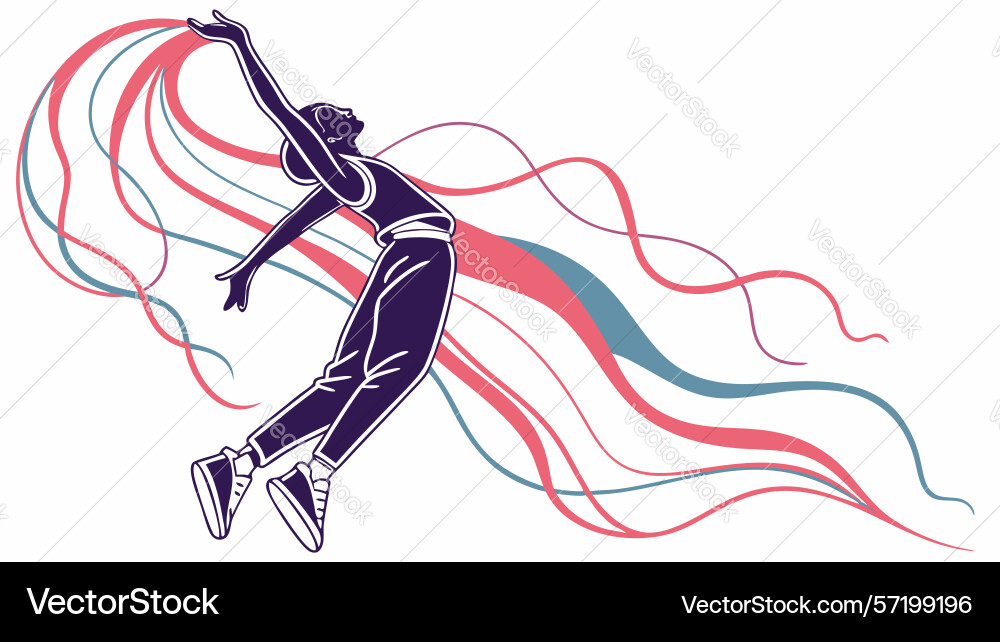 Tennis player with dynamic abstract lines design vector image