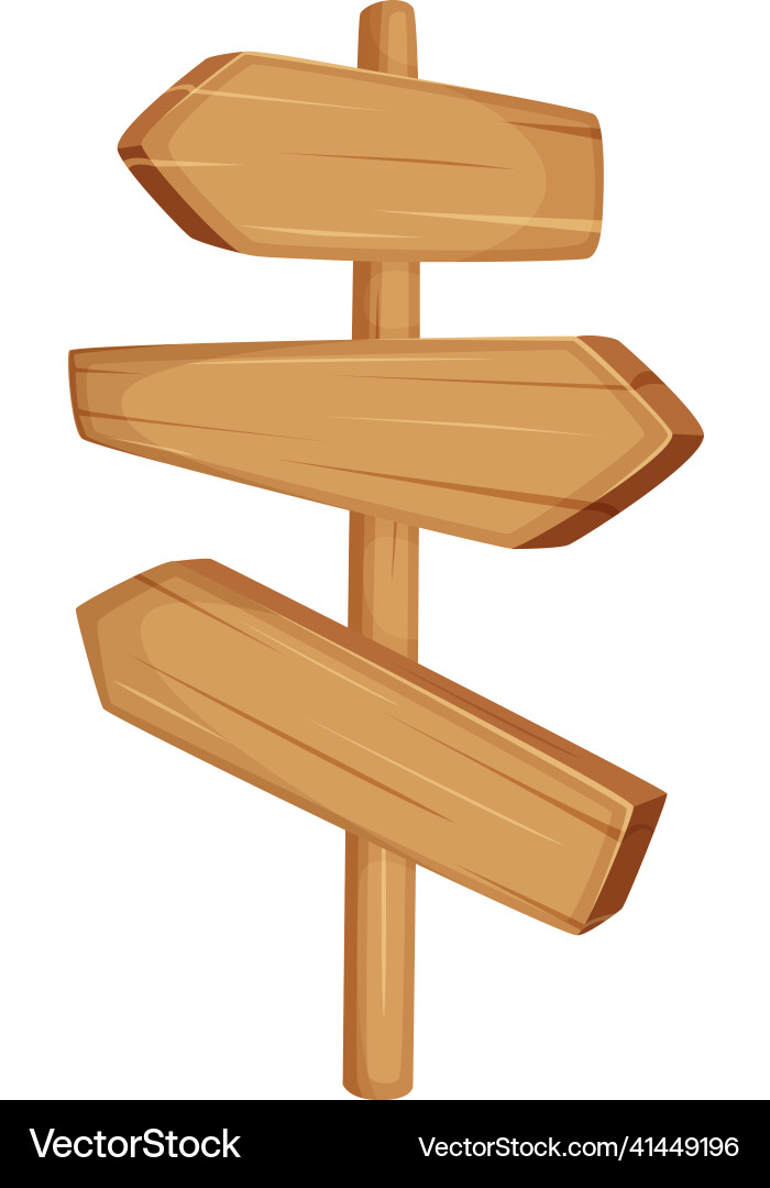 Wooden direction pointer empty arrow shape planks Wooden direction pointer empty arrow shape planks vector image