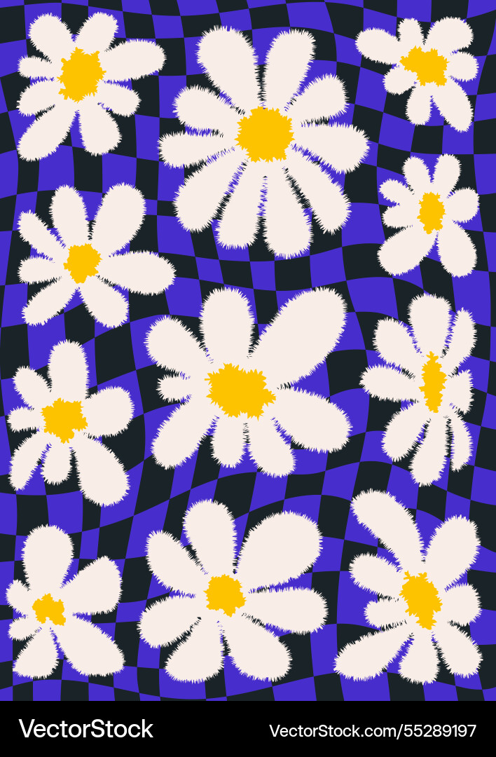 Abstract 90s y2k background with daisy pattern Abstract 90s y2k background with daisy pattern vector image