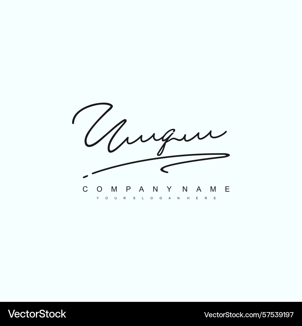 Minimal signature logo design with uq initials Minimal signature logo design with uq initials Vector Image