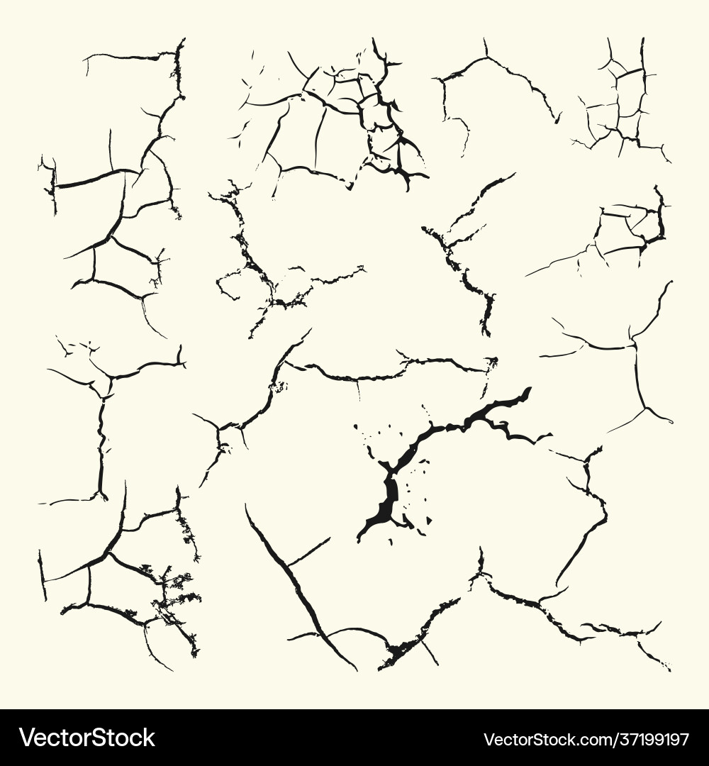 Set cracks different forms on white background Set cracks different forms on white background vector image