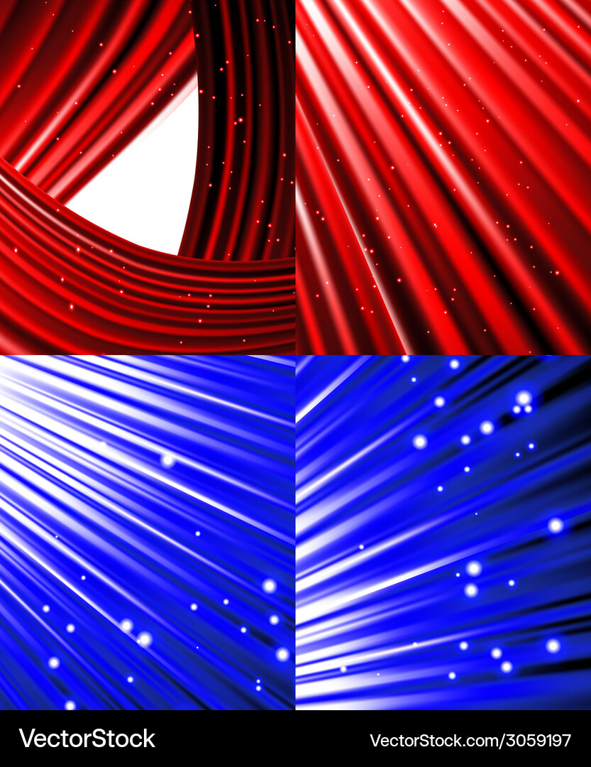 Set of abstract luminous rays background Vector Image