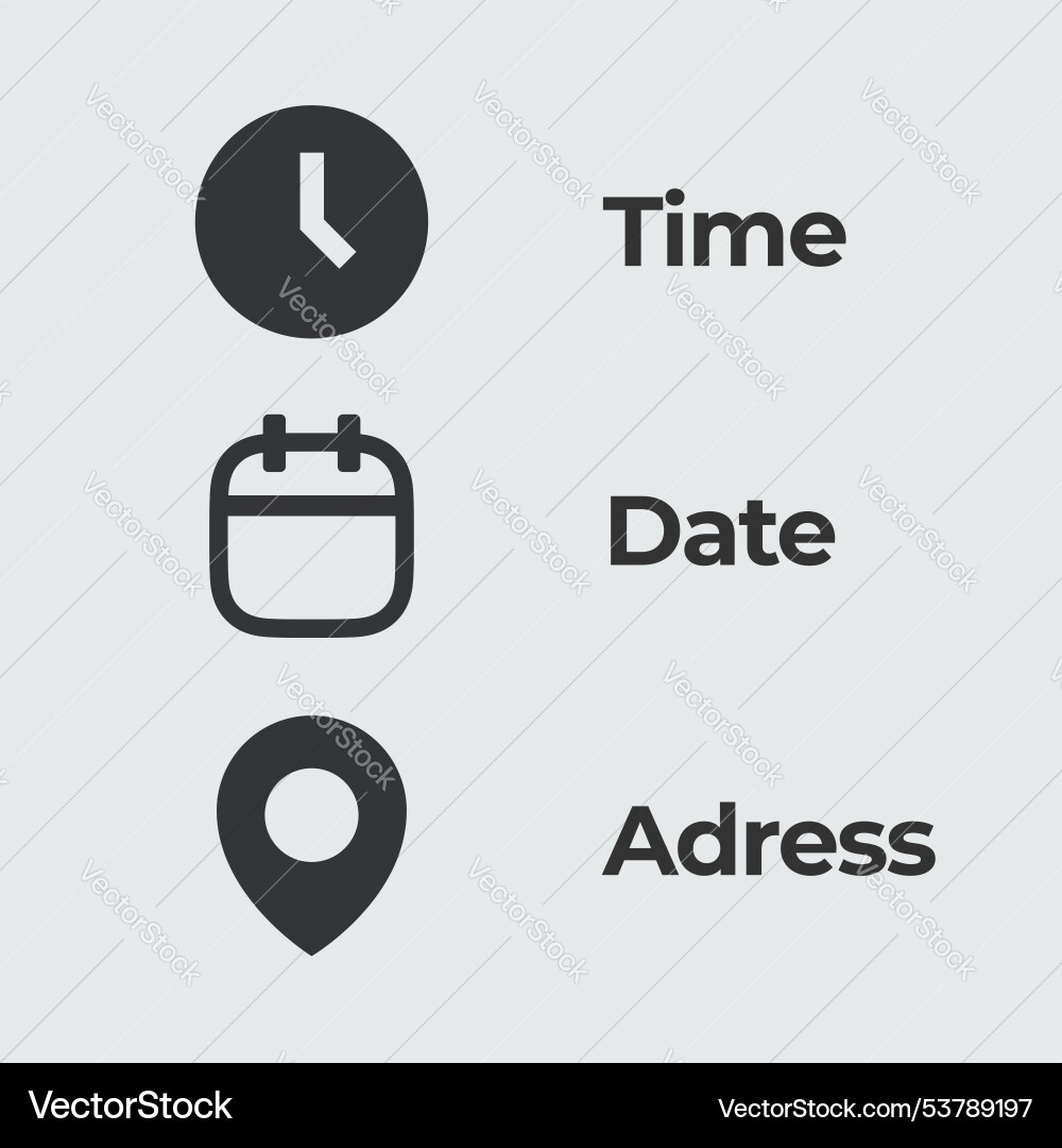 Time date and address concept isolated Time date and address concept isolated vector image