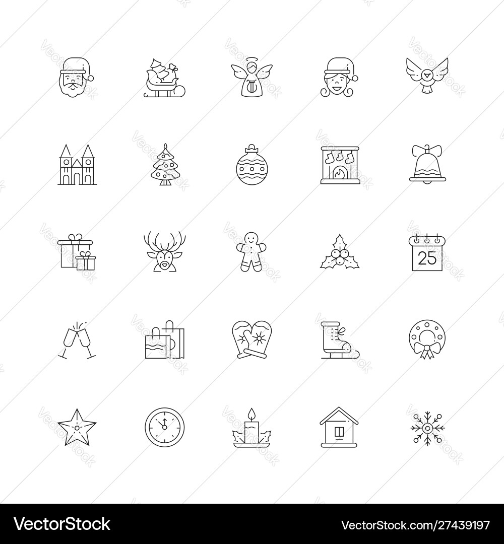 Xmas symbols line design style icons set Xmas symbols line design style icons set vector image