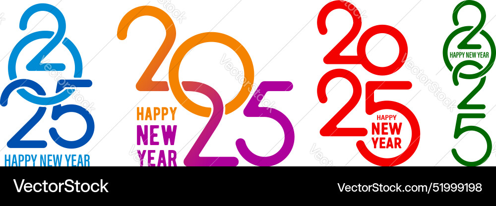2025 happy new year set 2025 happy new year set vector image