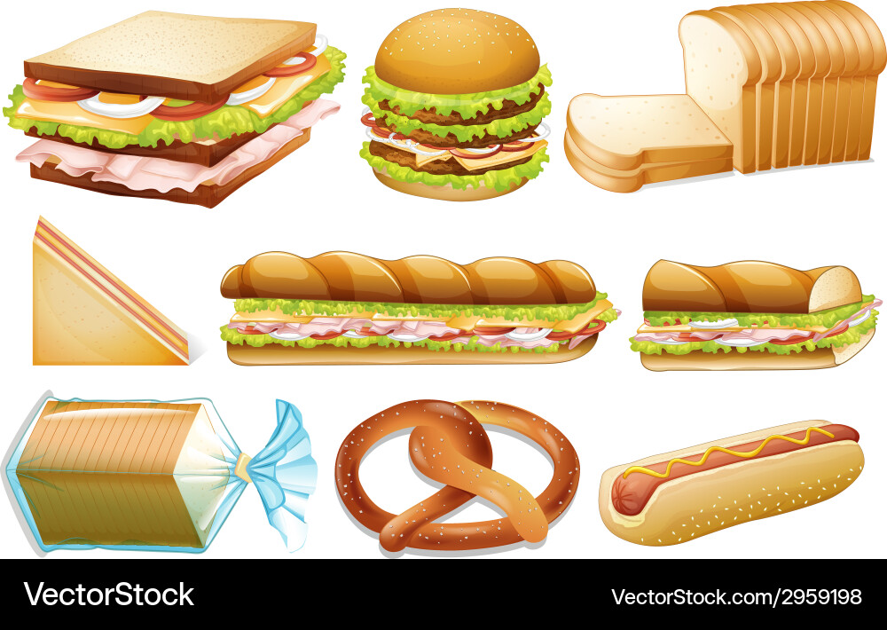 Bread set Royalty Free Vector Image - VectorStock