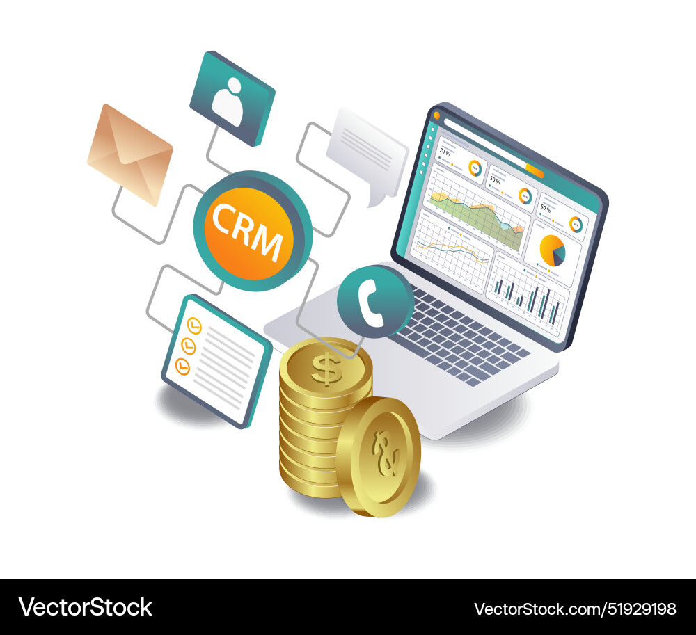Crm data analysis for business development vector image