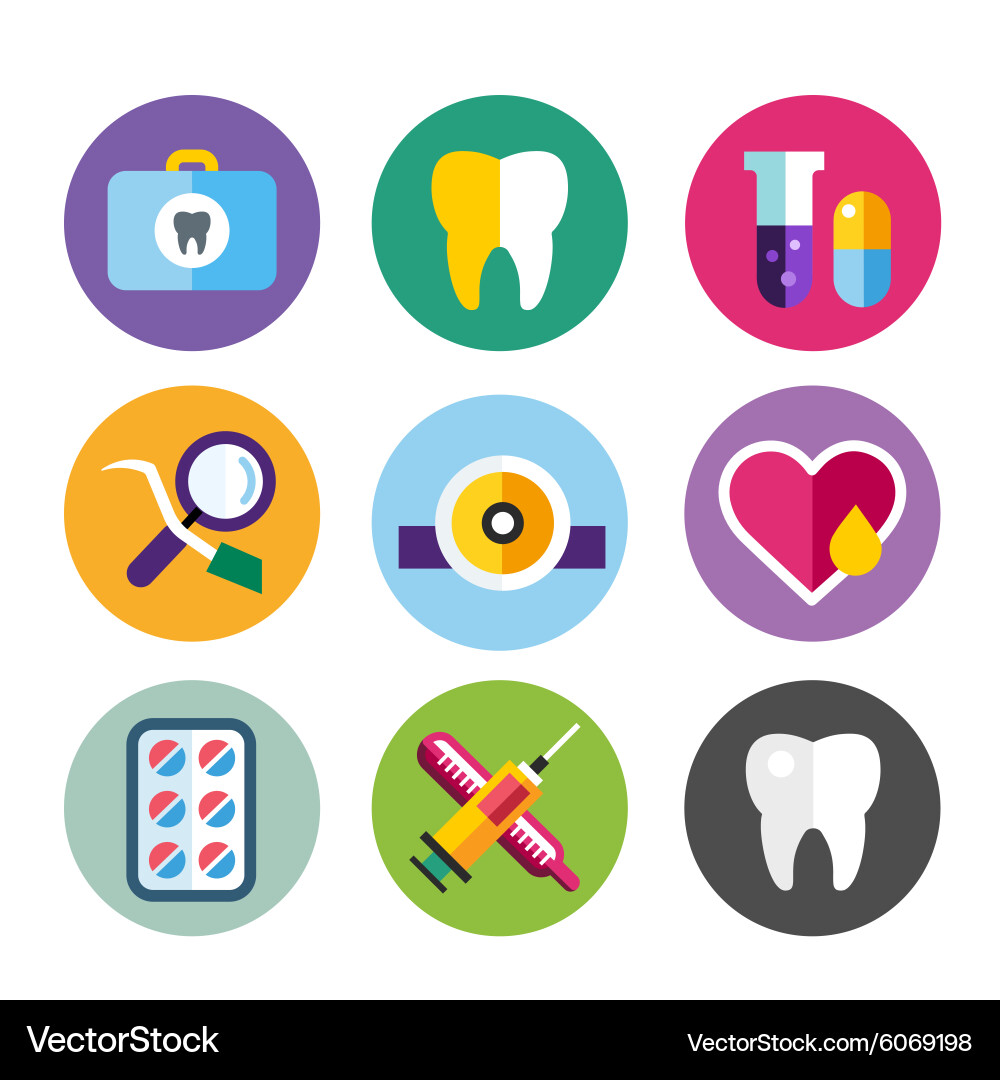 Dental icons set clinic logo vector image