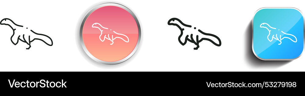 Dinosaur icon thin linear regular and button vector image