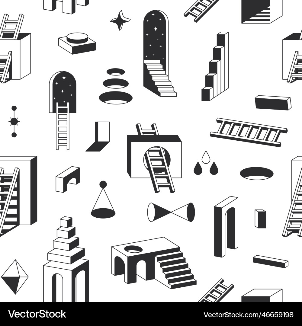 Geometric ladders pattern seamless print of 3d Geometric ladders pattern seamless print of 3d vector image
