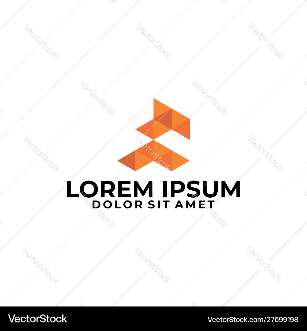 Initial letter f a logo template with low poly vector image