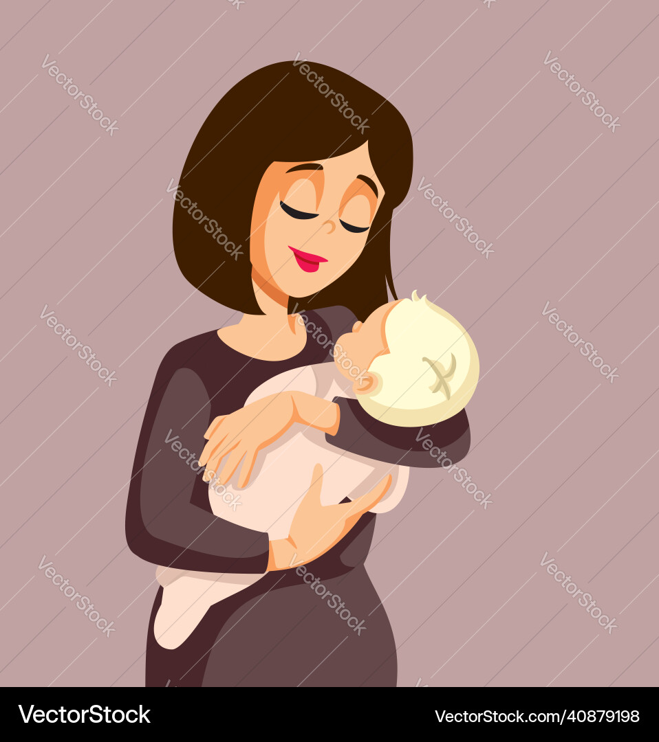 Junge Mutter hält neugeborenes Baby mit Liebe Junge Mutter hält neugeborenes Baby mit Liebe vektorbild