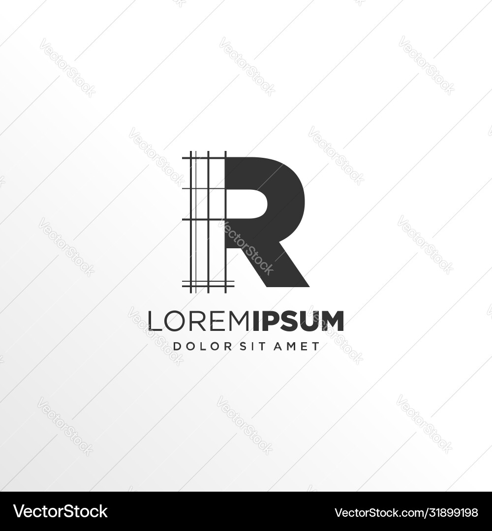 Letter r logo design with architecture element Letter r logo design with architecture element vector image
