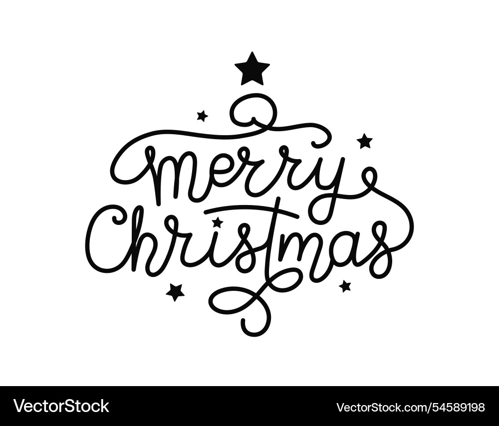 Merry christmas words in one continuous line make Vector Image