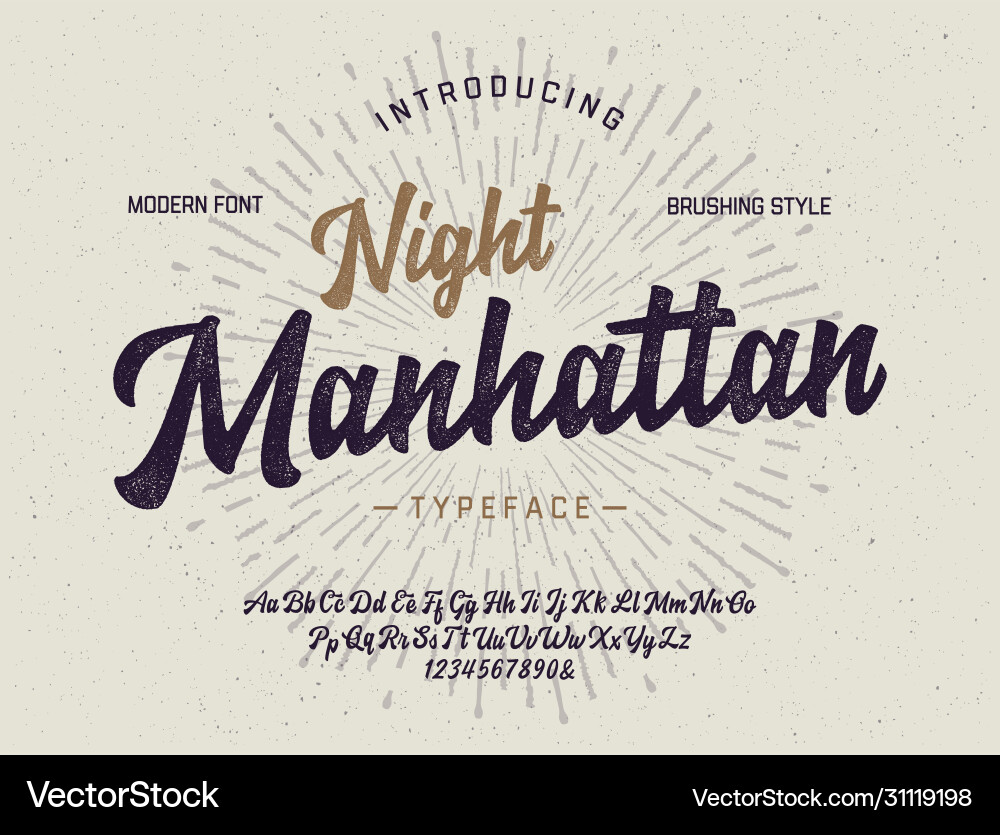 Original brush script font retro typeface Original brush script font retro typeface vector image