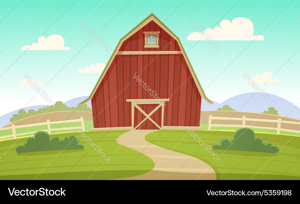Red farm barn Royalty Free Vector Image - VectorStock