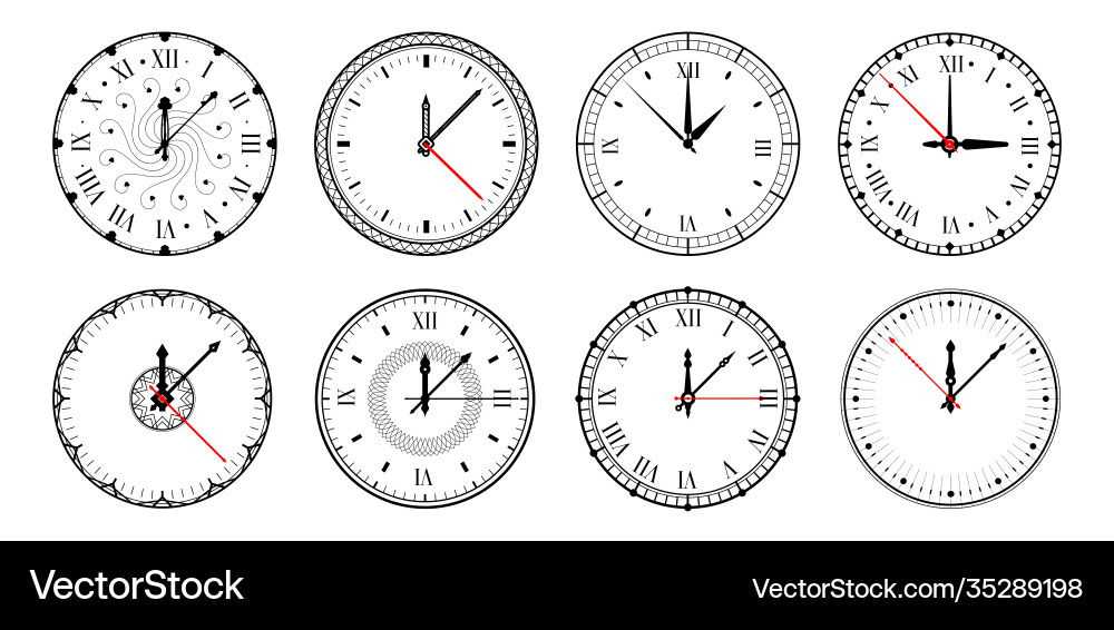 Watch face clock circle dial with numbers arrows Watch face clock circle dial with numbers arrows vector image