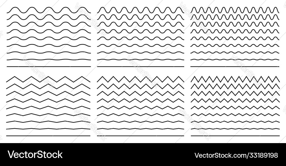 Wavy Line & Zigzag Pattern Set vector image
