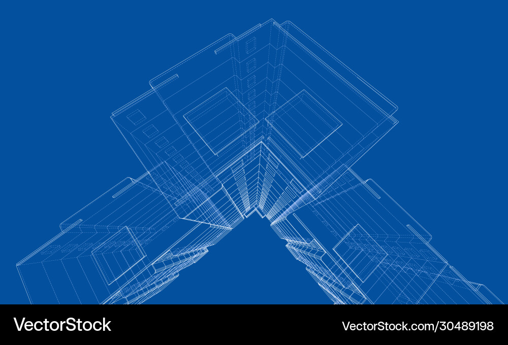 Wire-frame model a multi-storey building Vector Image