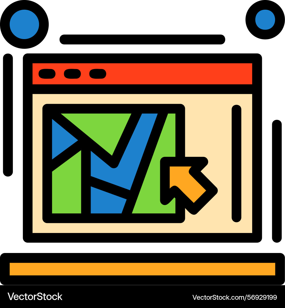Click map line filled style icon design vector image