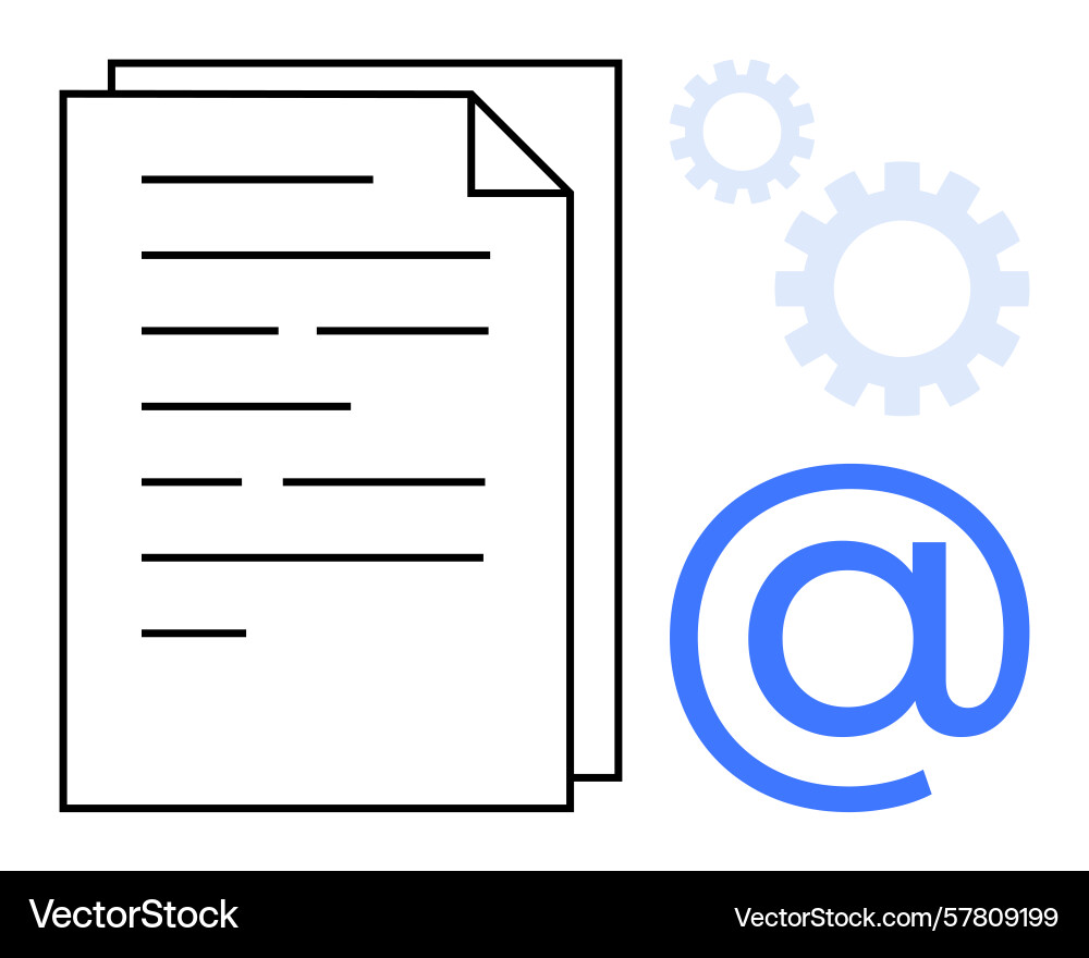 Document with text email symbol and gears Document with text email symbol and gears vector image