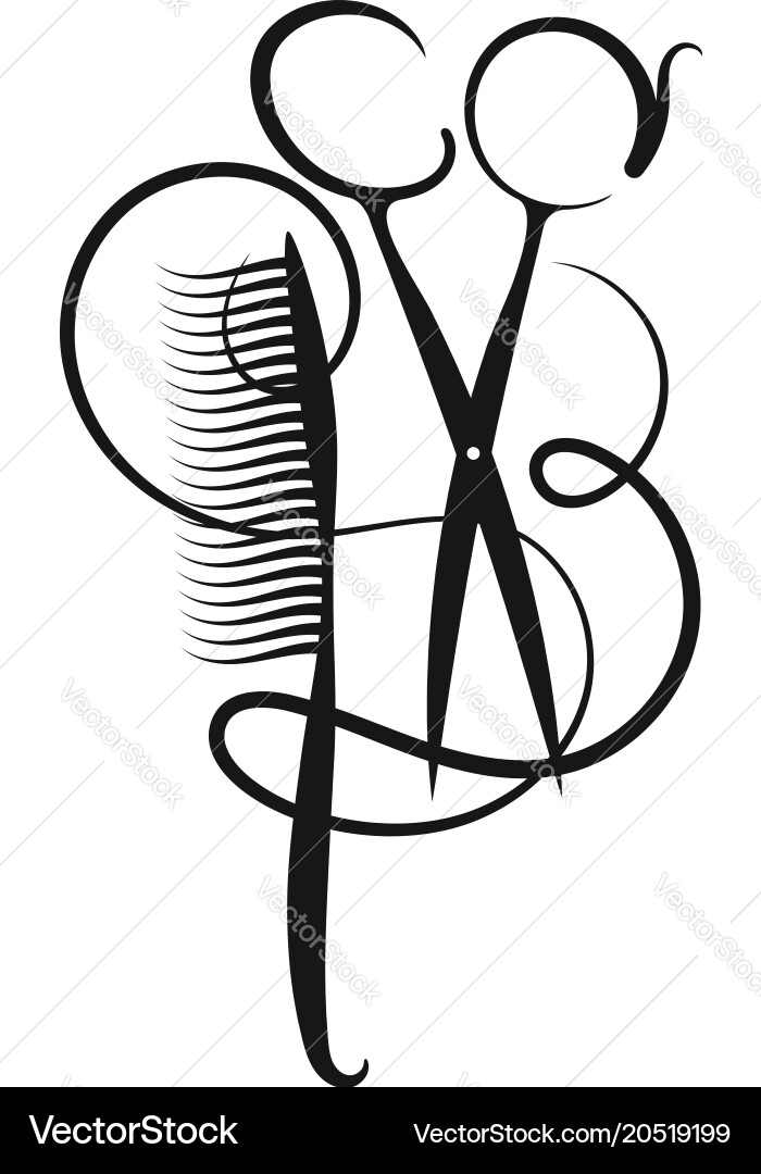 Hairdressing Scissors with Curl vector image
