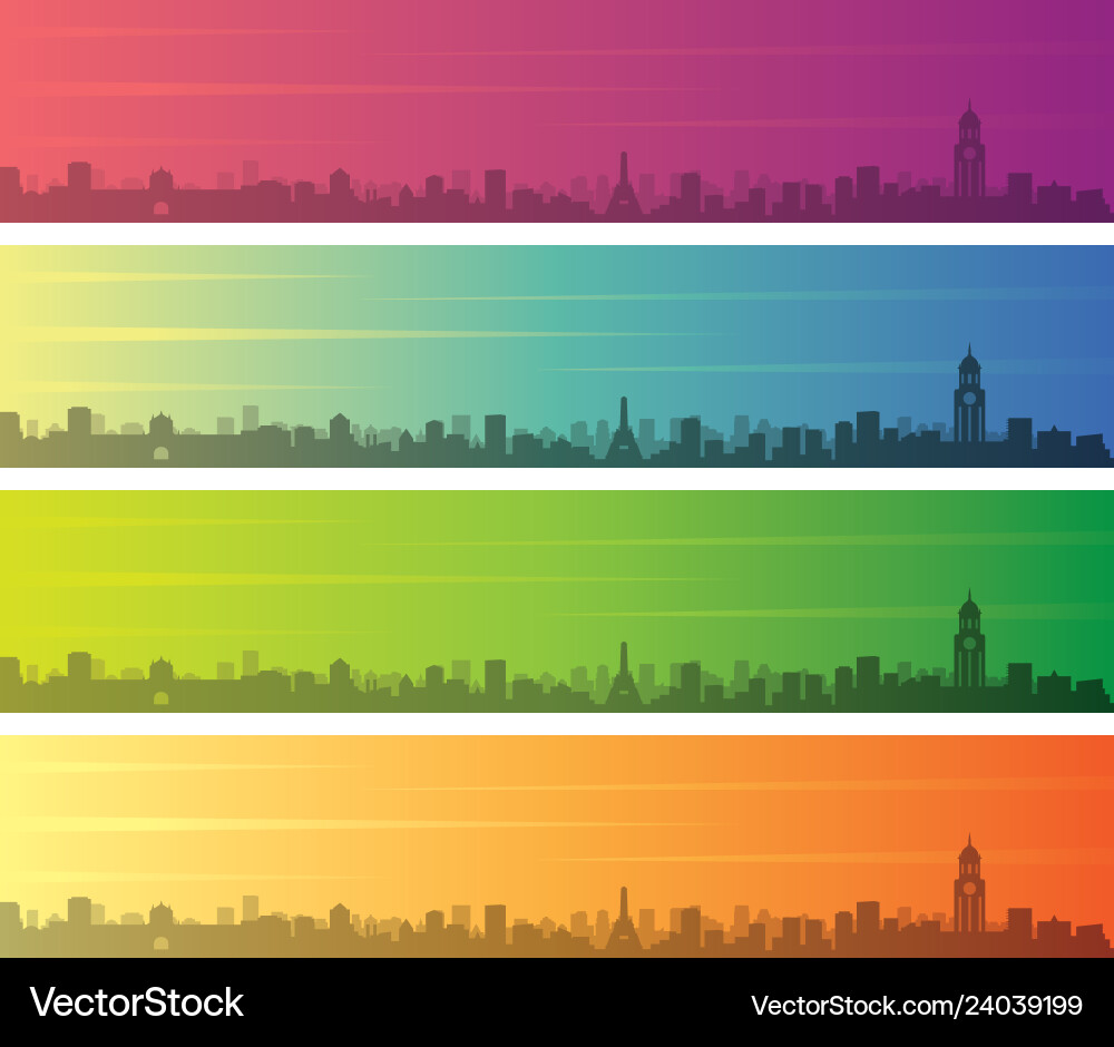 Manila multiple color gradient skyline banner Vector Image