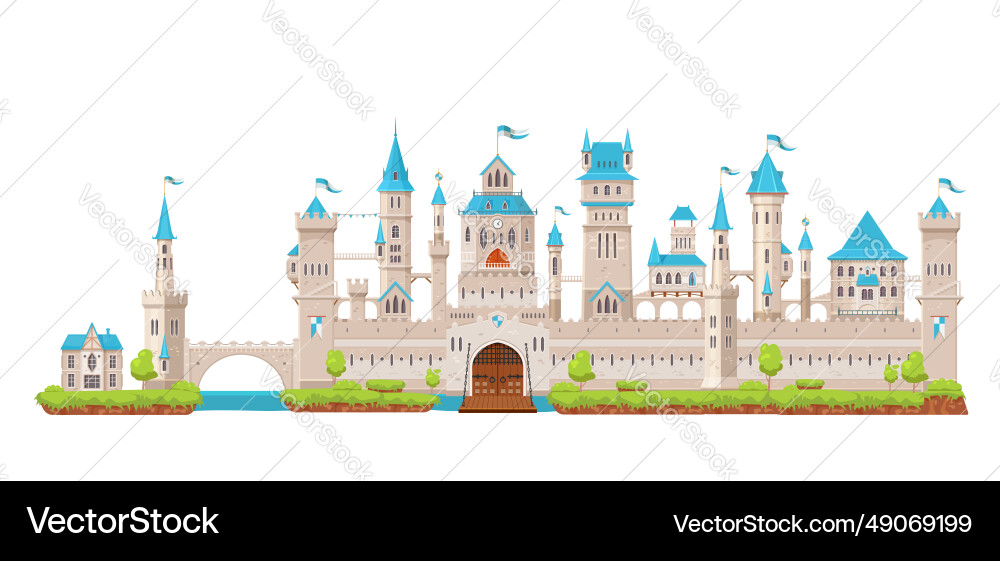 Palace gate castle tower of medieval fortress Palace gate castle tower of medieval fortress vector image