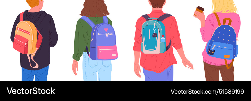 People wearing backpacks students People wearing backpacks students vector image