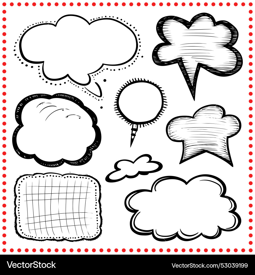 Speech bubble set sketch style icons for dialogue Vector Image