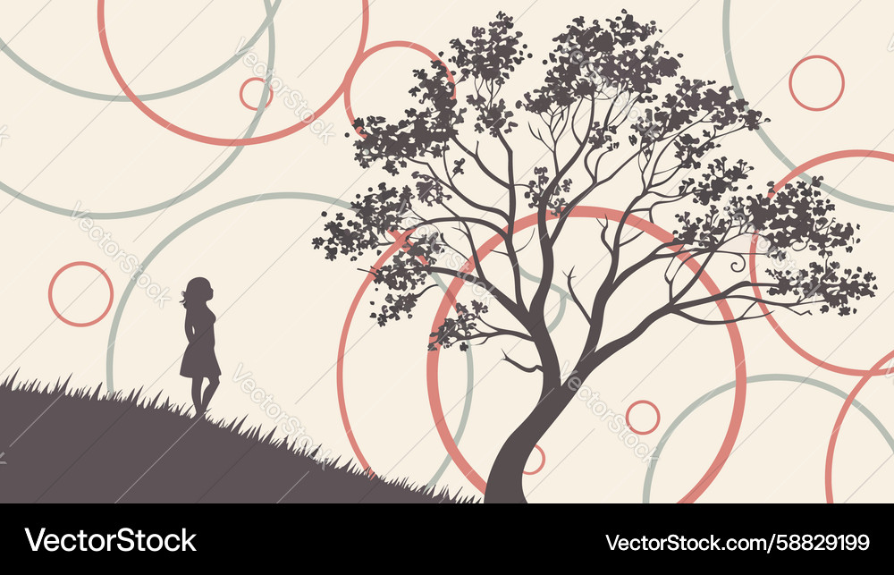 Tree silhouette abstract circular pattern design Vector Image